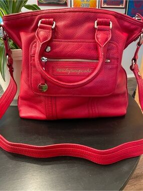 Marc by Marc Jacobs red orange leather shoulder handbag